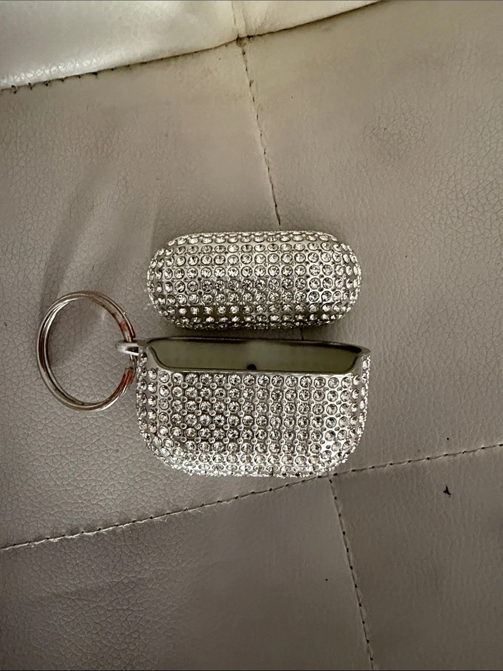Air Pods Generation 3 case Silver Crystal Rhinestone key ring